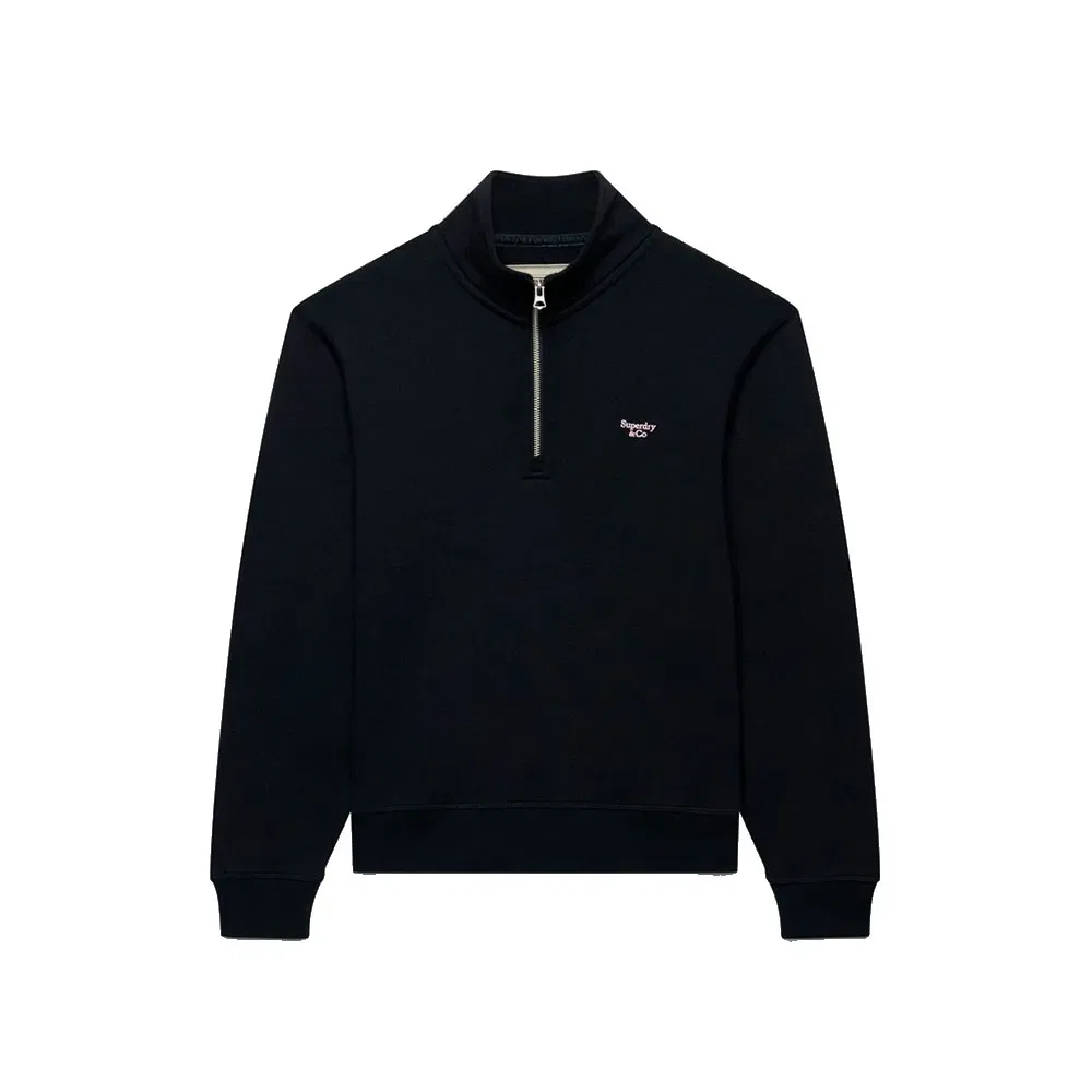 Женский свитшот с полузастежкой-молнией Superdry Signature Embroidered, Black — фото 3