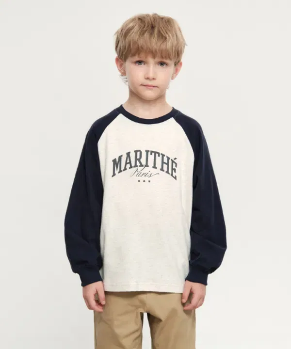 Футболка с длинным рукавом, цвет-блок реглан, MARITHÉ, navy