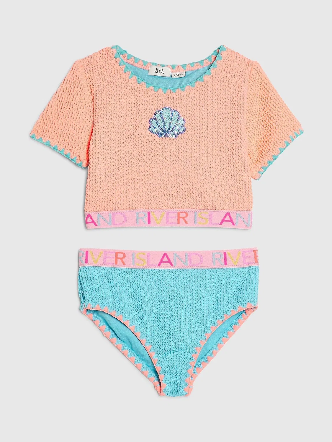 Комплект из футболки и шорт с текстурой River Island, оранжевый