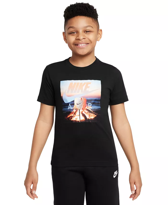 

Футболка хлопковая с графическим логотипом Air Big Boys Sportswear Nike, черный