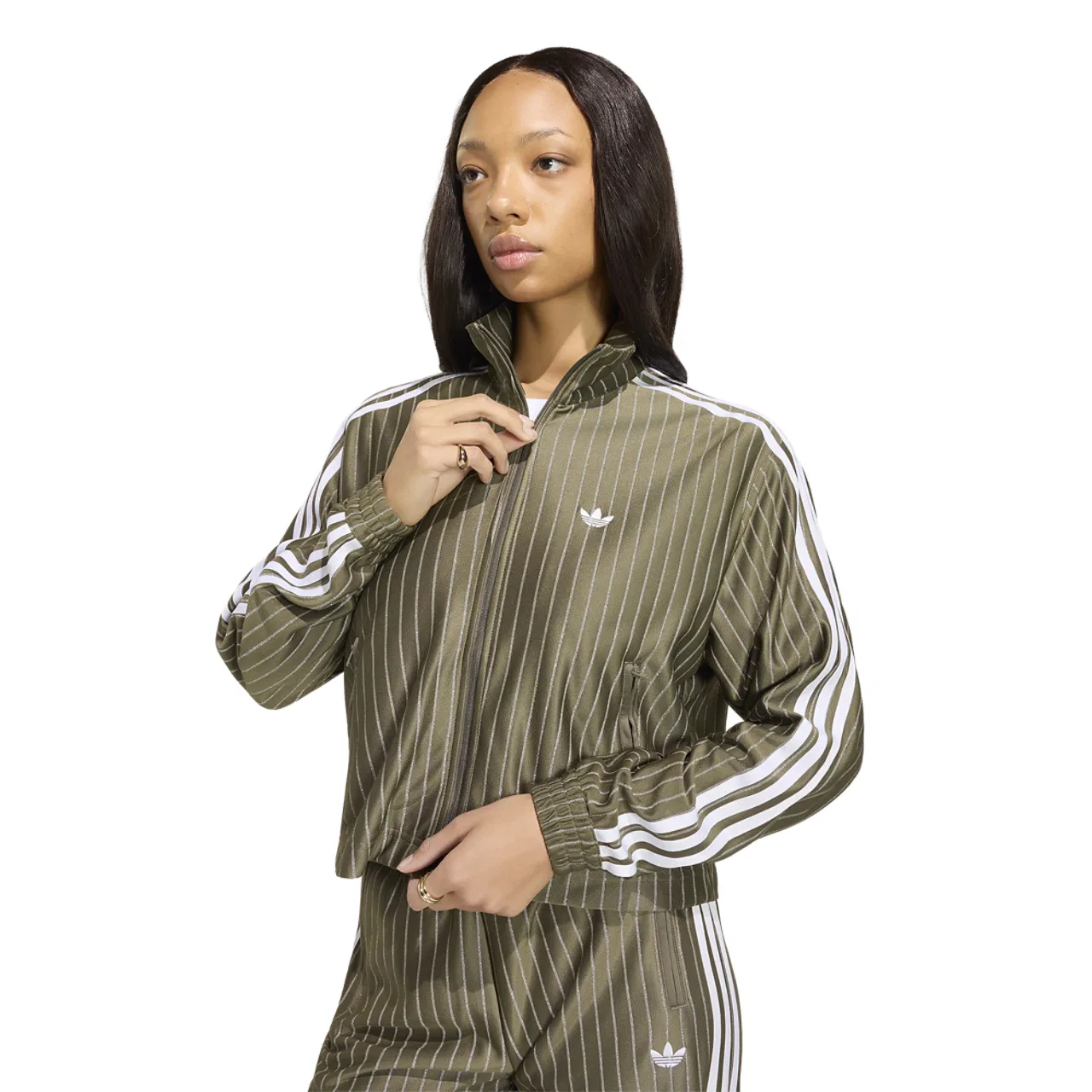 Женская куртка Firebird Pinstripe Track Top Adidas, цвет Branch/Silver Metallic — фото 3