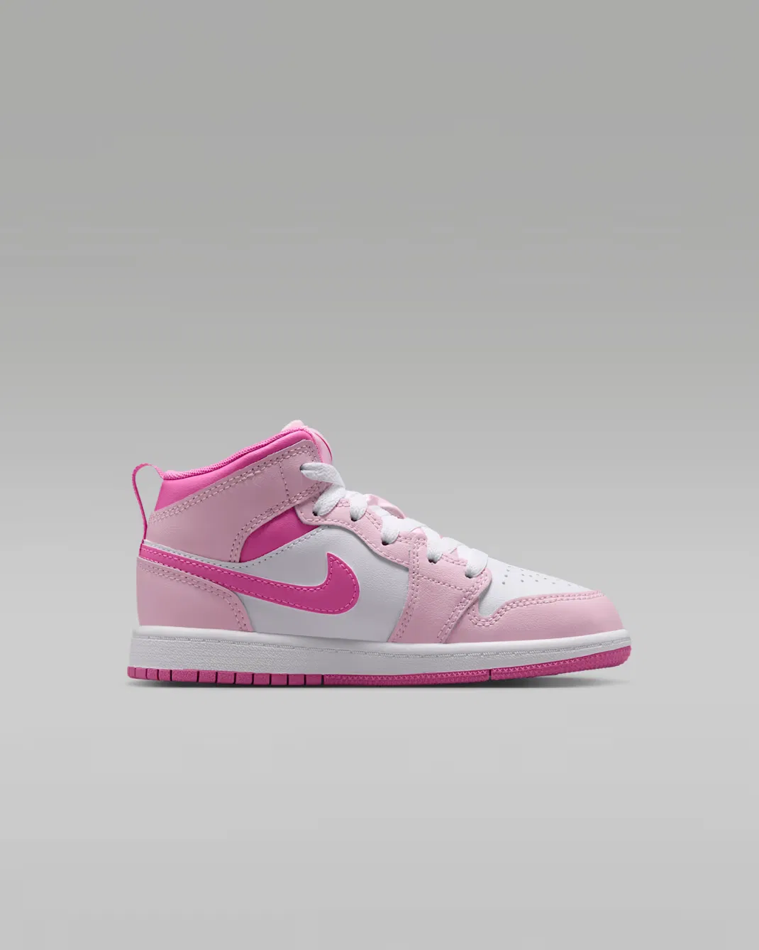 Детские кроссовки Jordan 1 Mid, Pink Foam/China Rose/White/Pink Foam — фото 3
