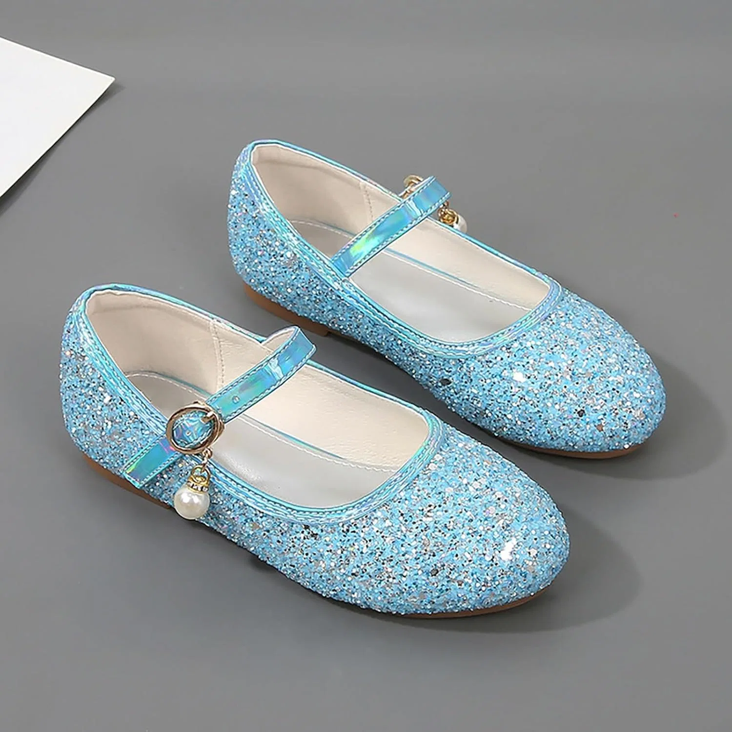 Детские туфли Мэри Джейн с блестками для девочек Princess Dress Shoes, Blue — фото 3