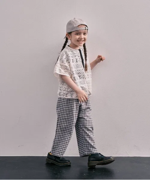 Детские брюки из хлопка с омбре-клеткой Straight Fit GROOVY COLORS, Navy — фото 4