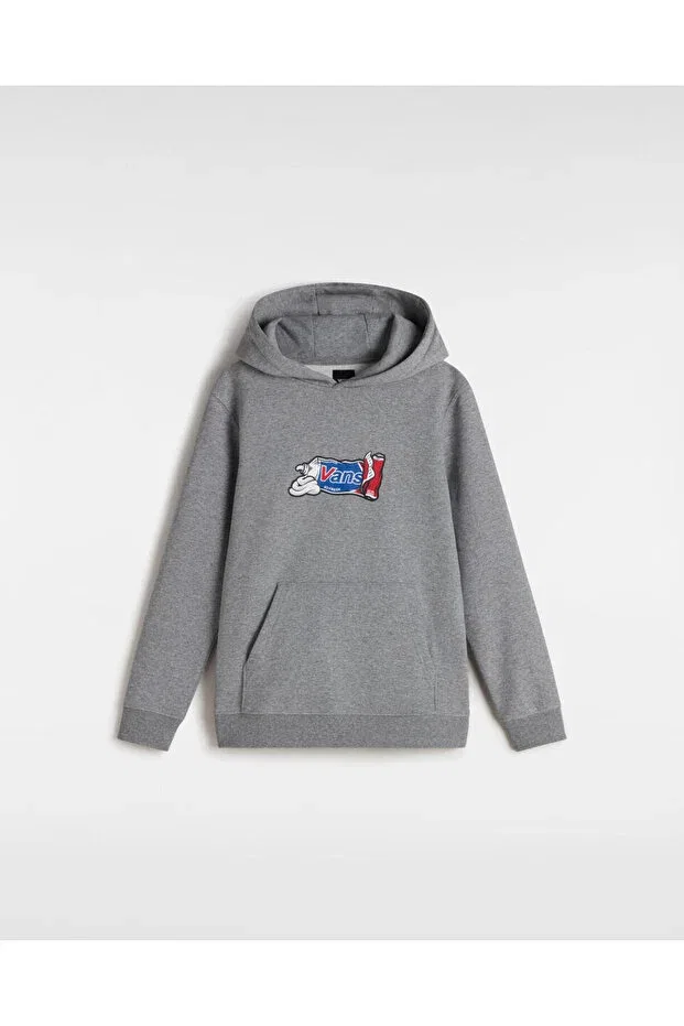 Детские свитшот для девочек с принтом Fresh pullover Vans, Cement Heather