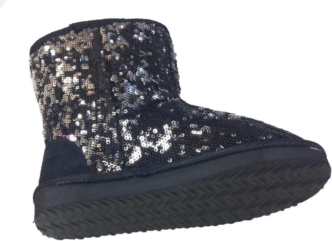 Детские ботинки для девочек с блестками Classic Sparkles Double Shade Sequins Midnight Sequin Dona Michi, Black — фото 2
