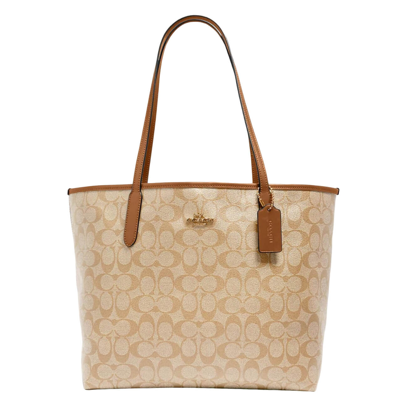 

Сумка Coach Outlet City Tote in Signature Canvas, светло-бежевый/коричневый
