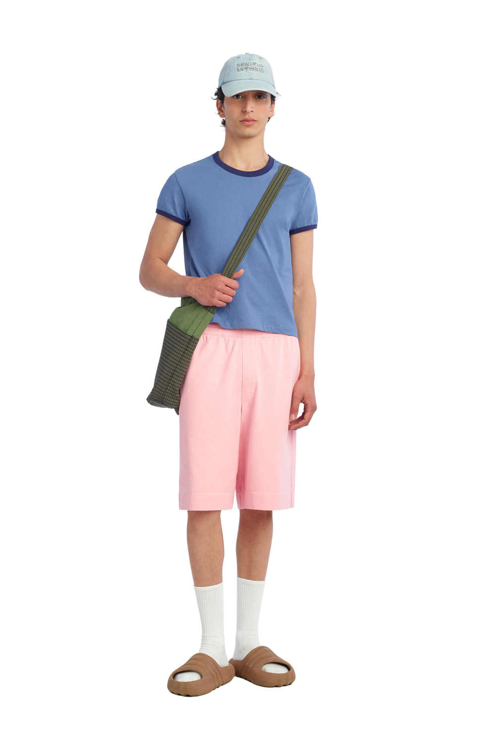 Футболка Zara Benito Antonio Collection Slim Cropped Rib Contrast, синий