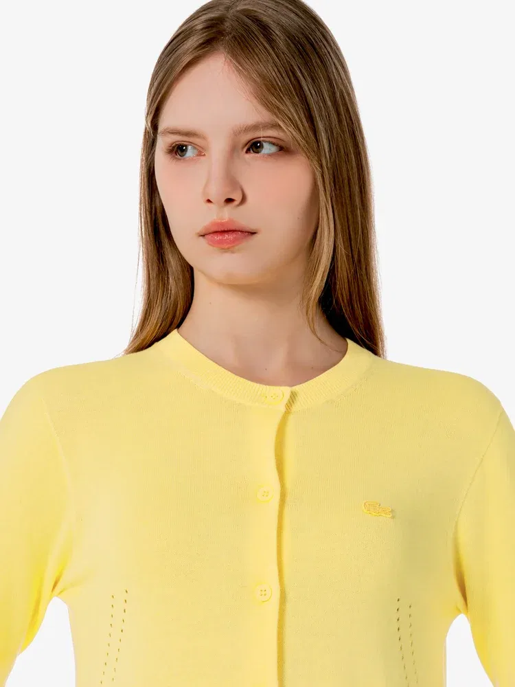 Кардиган LACOSTE Light Cotton Crewneck, Lemon — фото 2