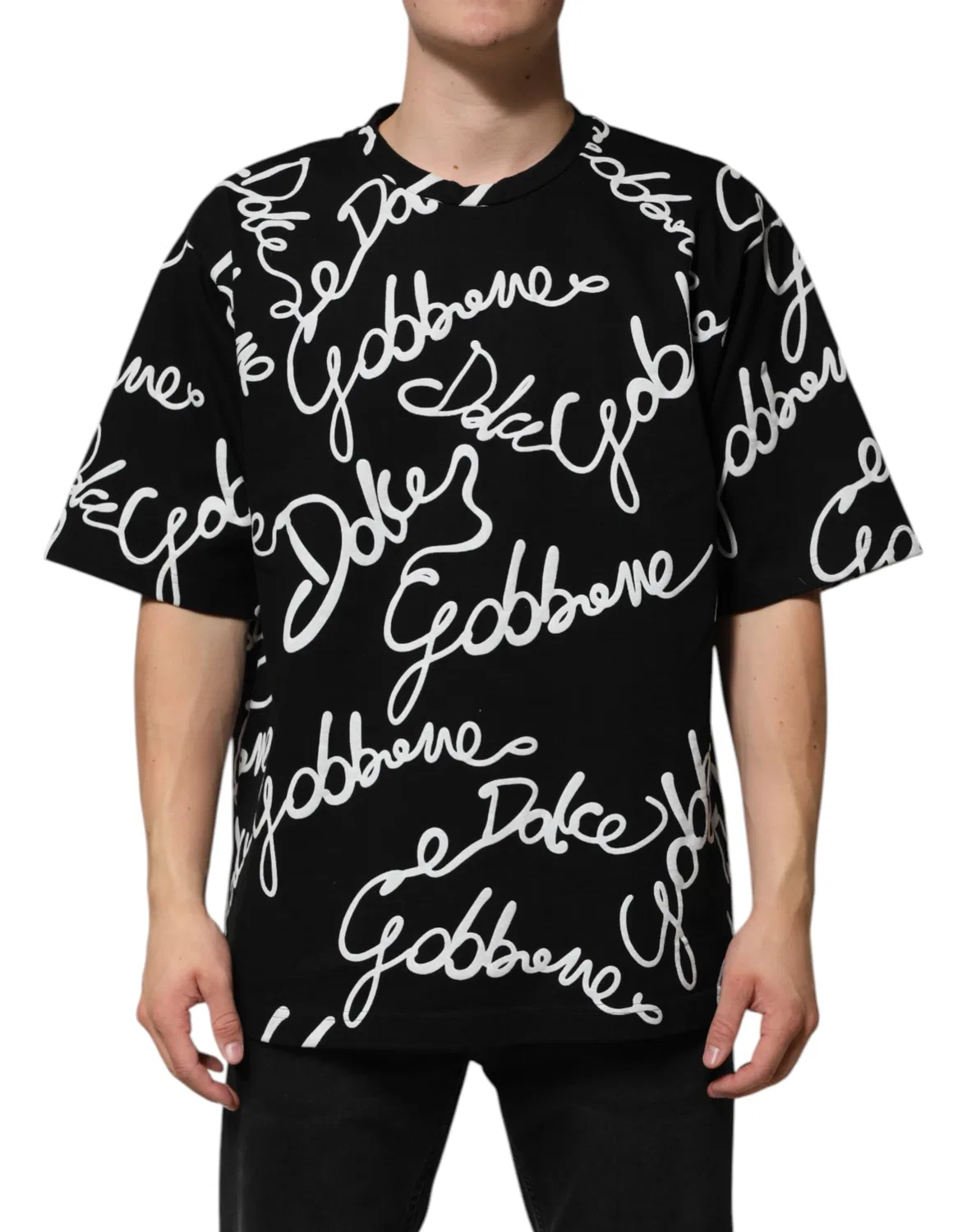 Мужская футболка с коротким рукавом и принтом логотипа Dolce & Gabbana, Black — фото 2