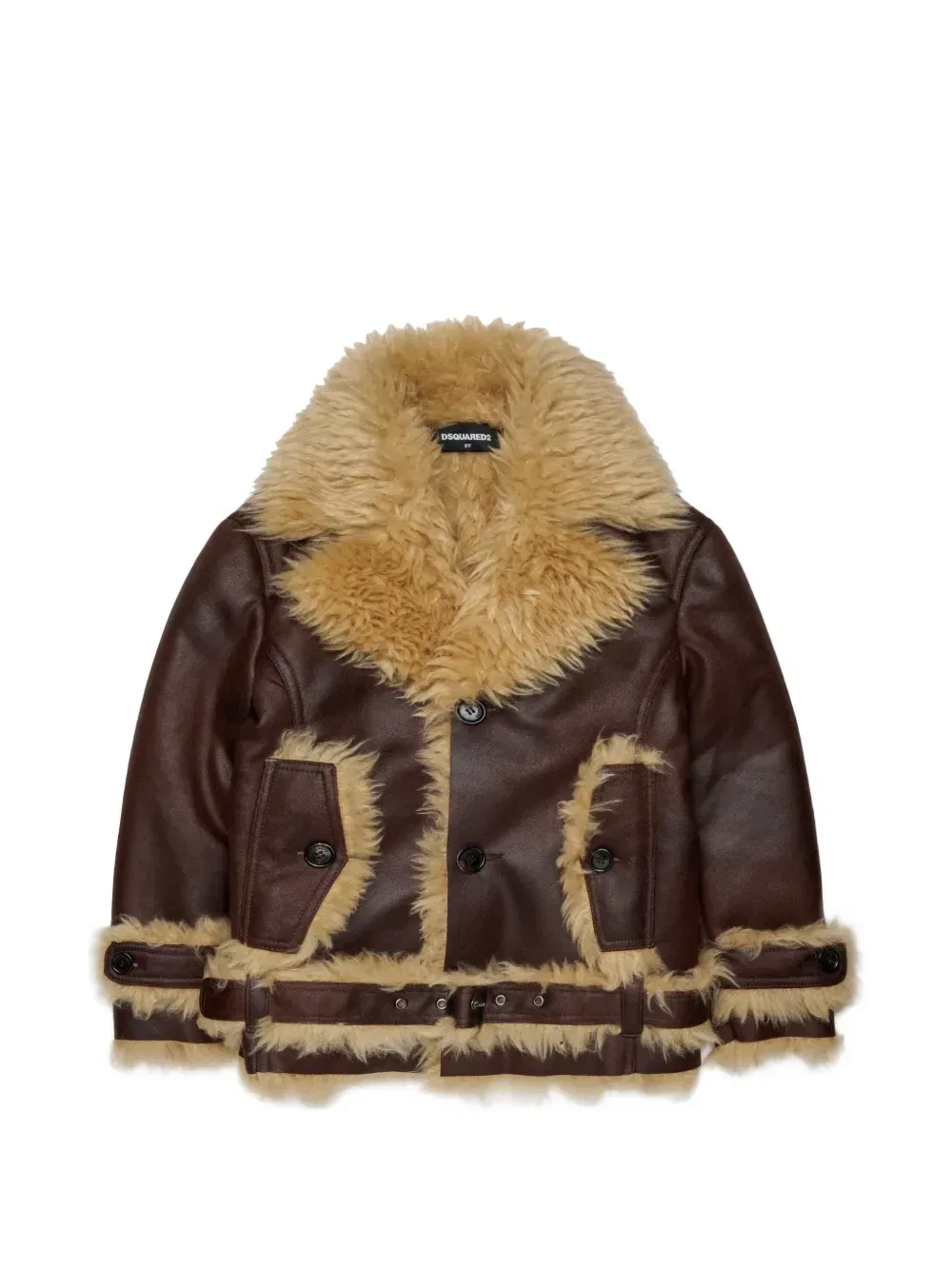 Бомбер с искусственным мехом Dsquared2 Kids, коричневый