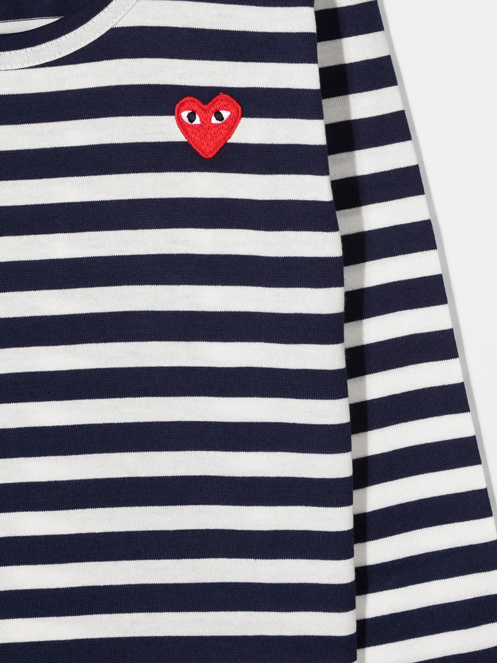 Полосатая футболка с нашивкой Comme Des Garçons Play Kids, синий — фото 3