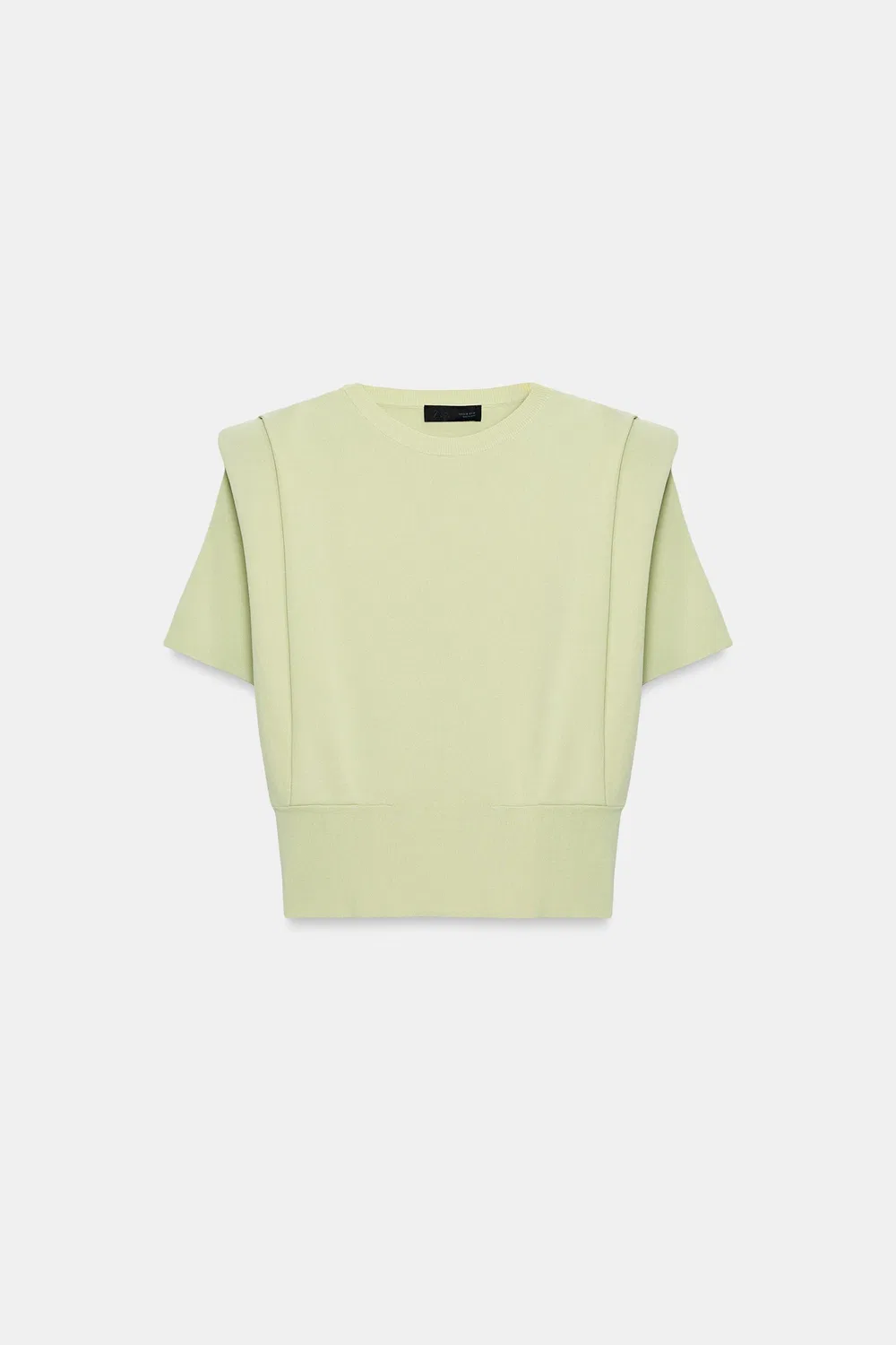 Вязаный топ с подплечниками ZARA, Pastel green — фото 4