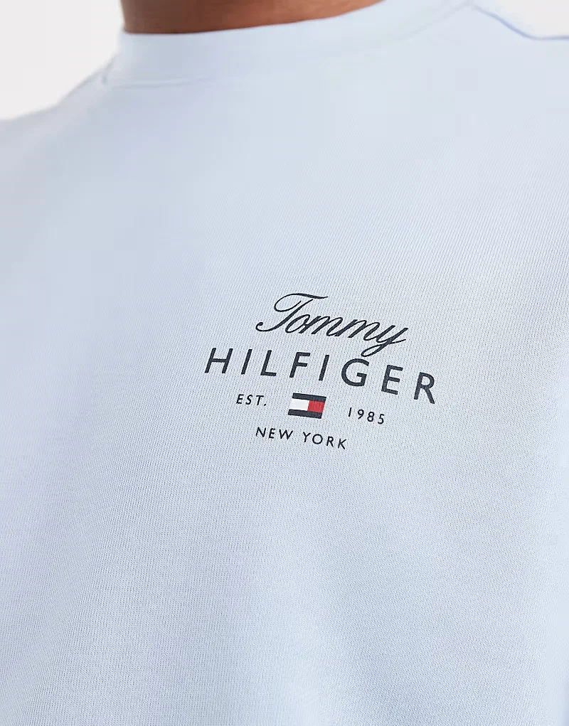 Свитшот Tommy Hilfiger с круглым вырезом и надписью "Script Stack" светло-голубой — фото 2