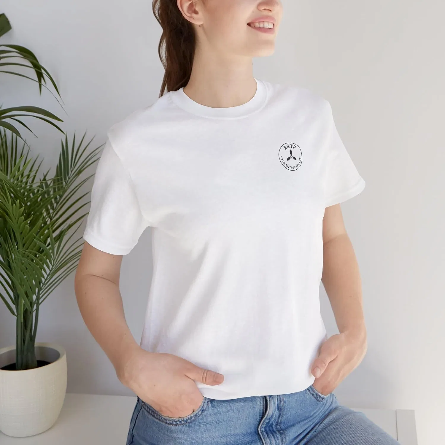 Футболка с принтом ESTP Bella+canvas 3001, White — фото 4