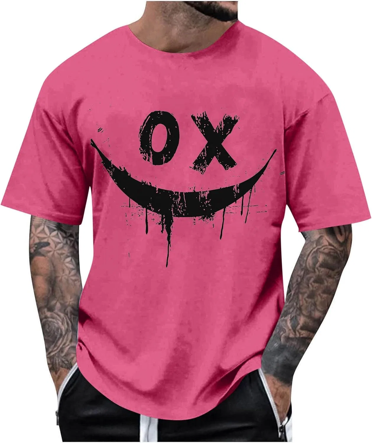 Мужская футболка с улыбающимся лицом Graphic Tees, Hot Pink