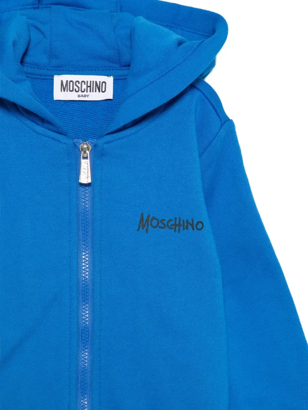 Толстовка на молнии с принтом логотипа Moschino Kids, синий — фото 3