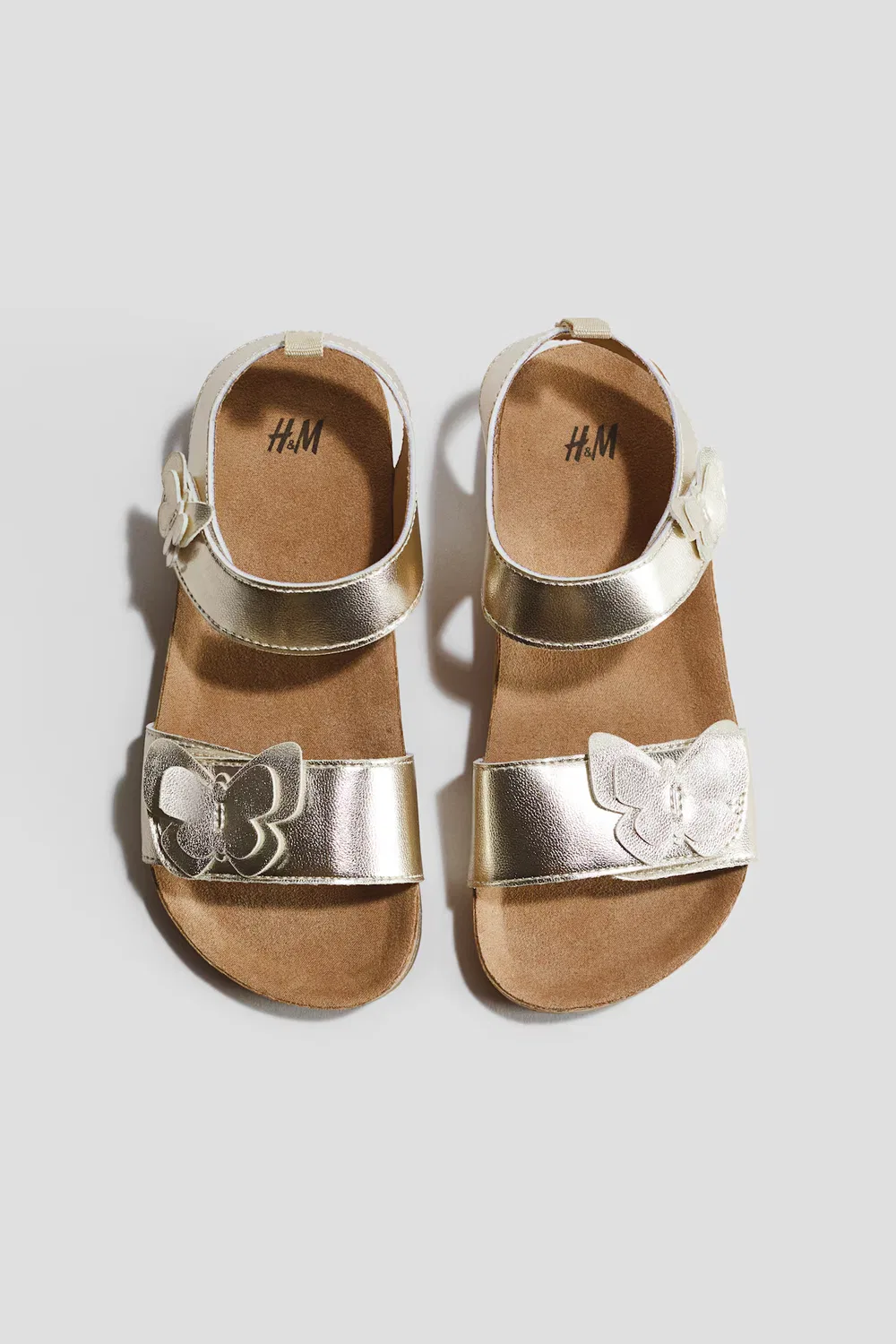 Сандалии с ремешками на щиколотке H&M, Goldfarben/Schmetterlinge