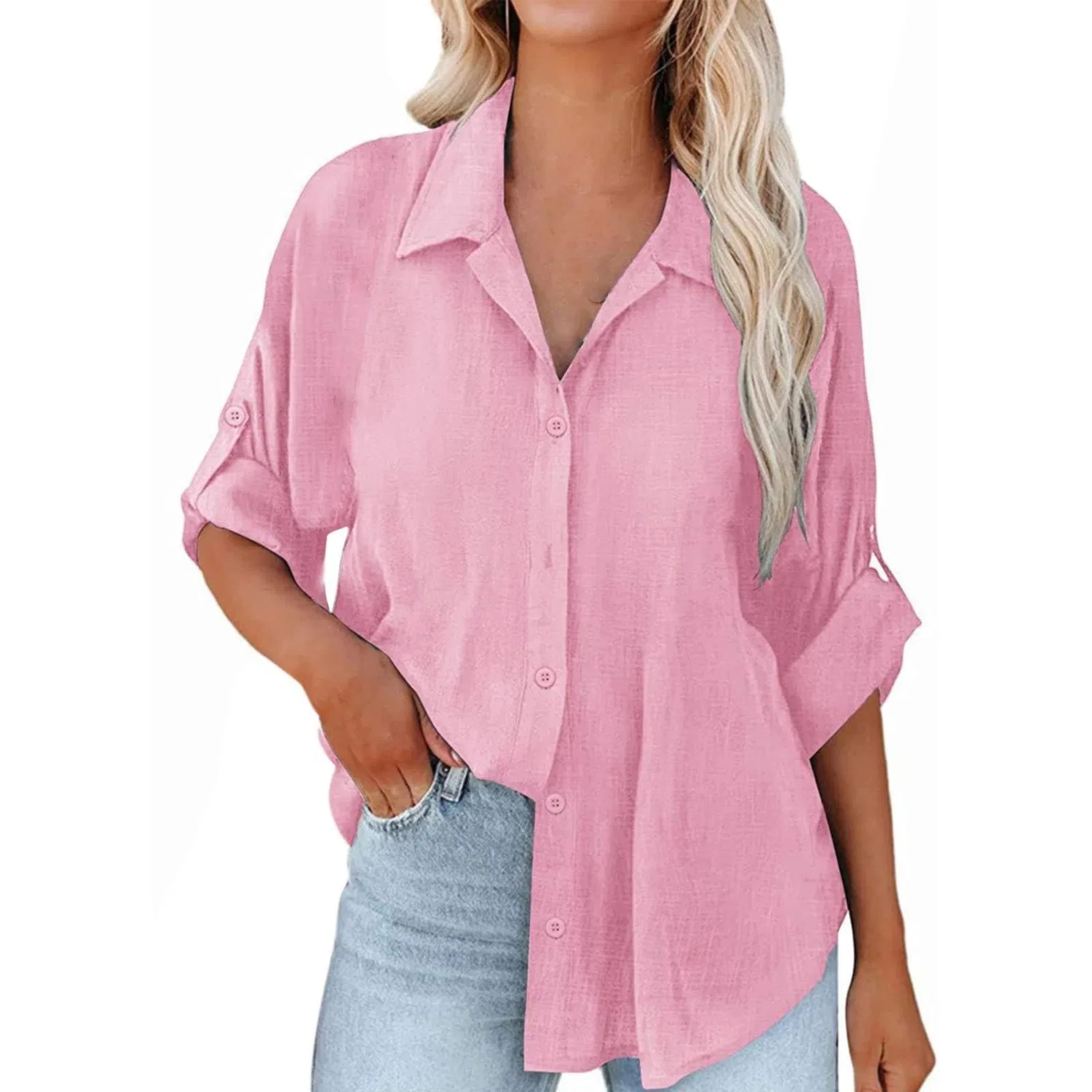 Женская хлопковая блузка с длинным рукавом, Colore: Rosa