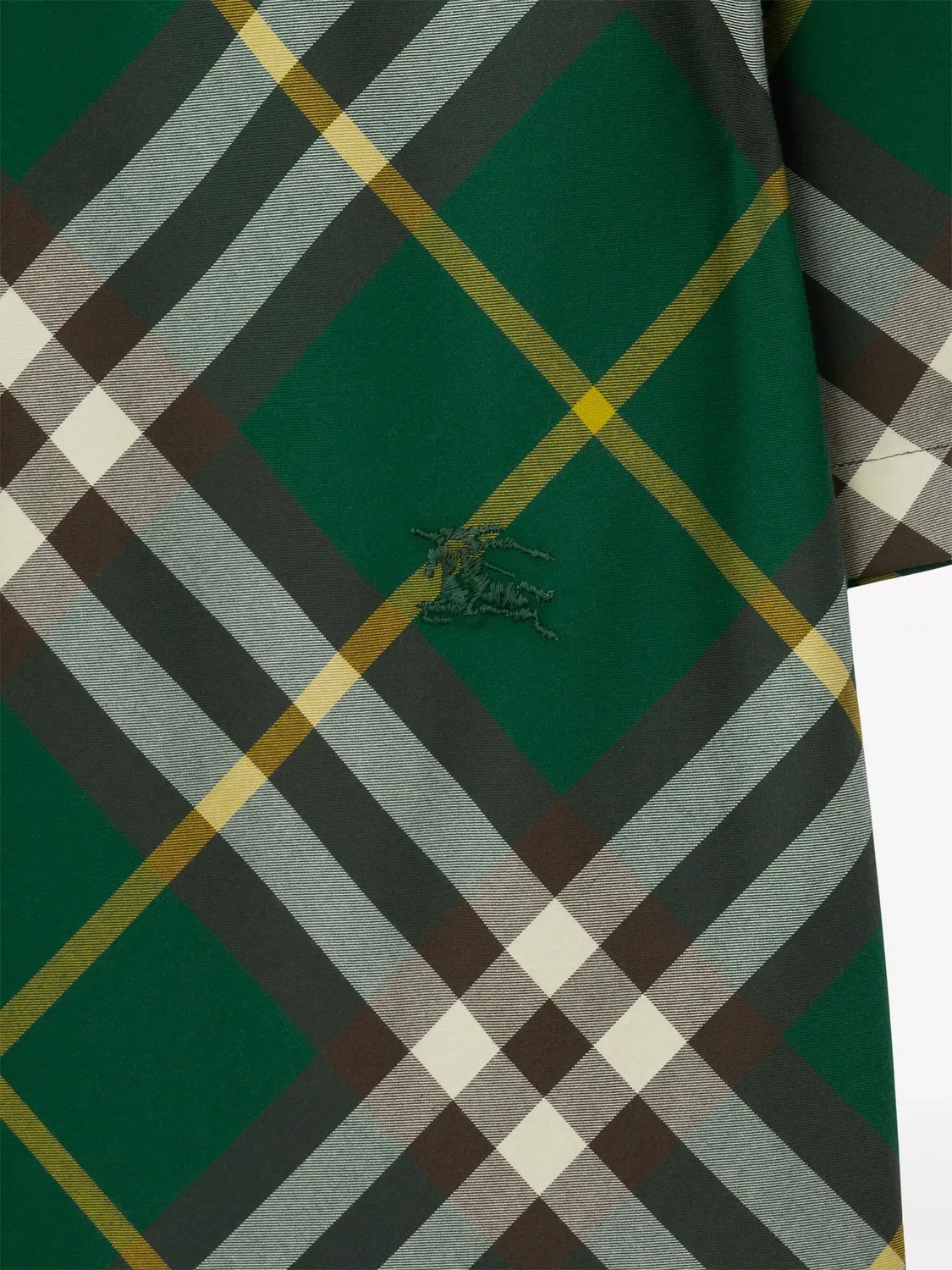Рубашка в клетку с вышитым логотипом Burberry, зеленый — фото 3
