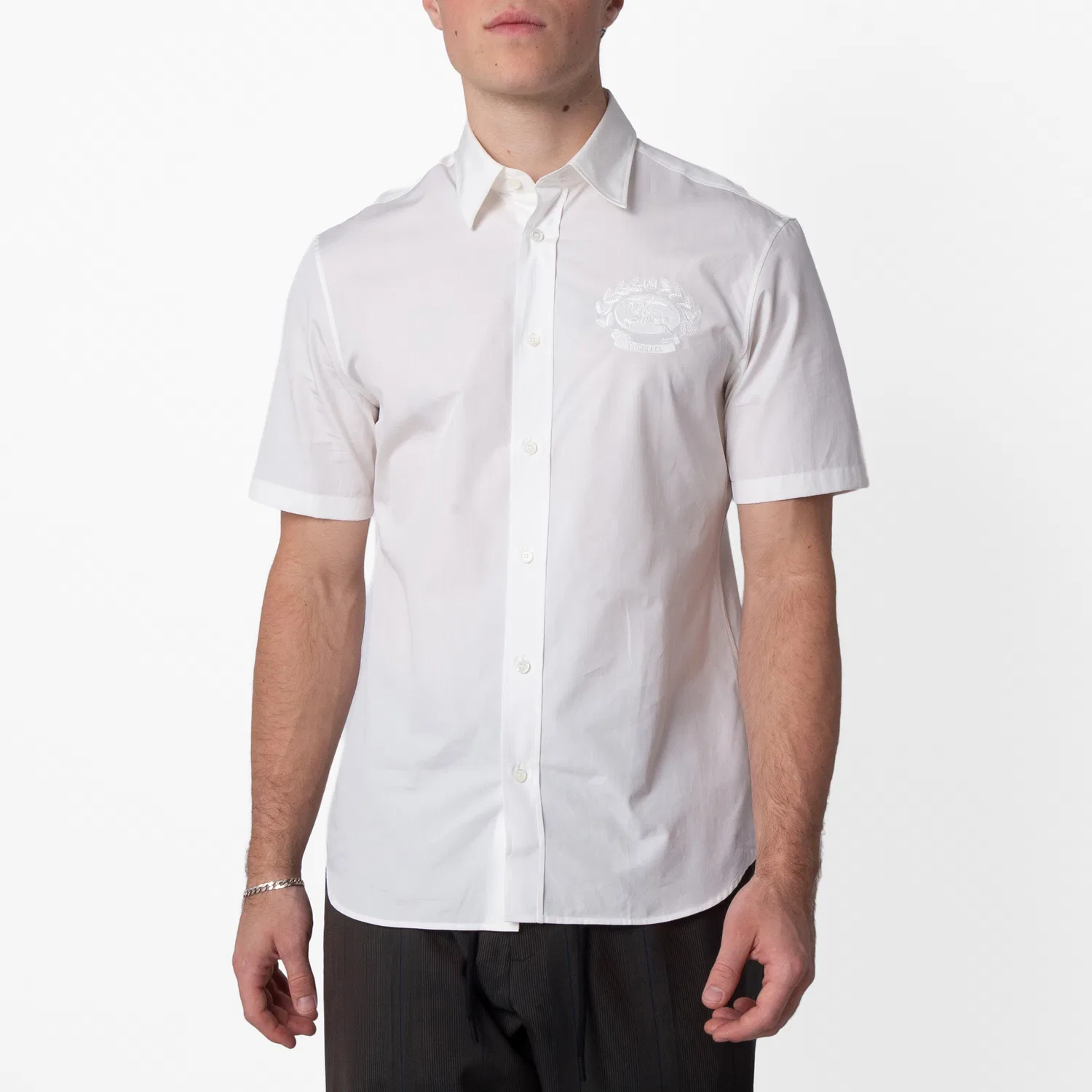 Рубашка с коротким рукавом EKD Short-Sleeved Cotton Shirt Burberry, Salt
