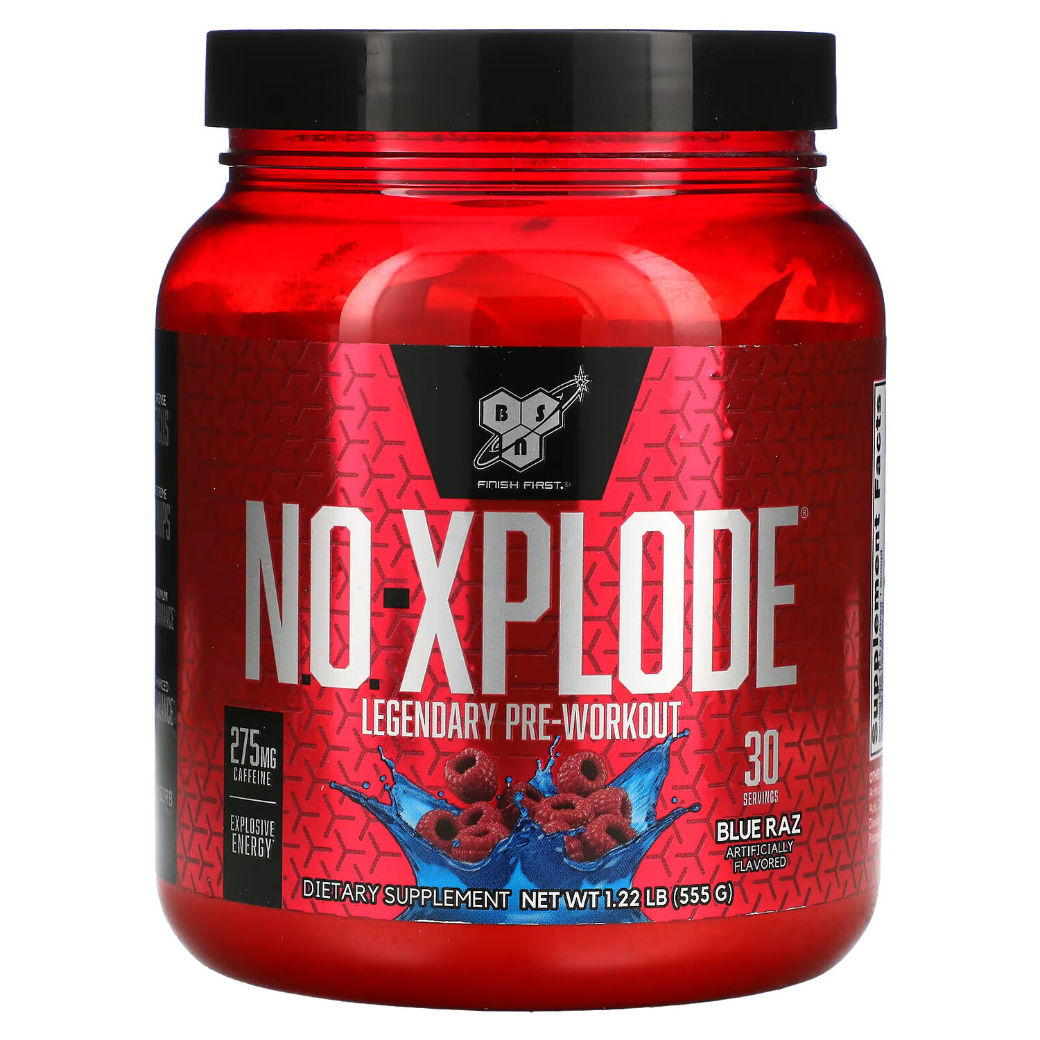 

BSN, N.O.-Xplode, легендарная предтренировочная добавка, голубая малина, 555 г (1,22 фунта)