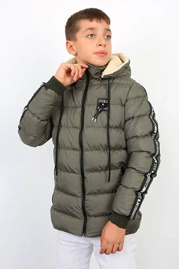Детский зимнее пуховик для девочек с капюшоном Generic Brands, Khaki