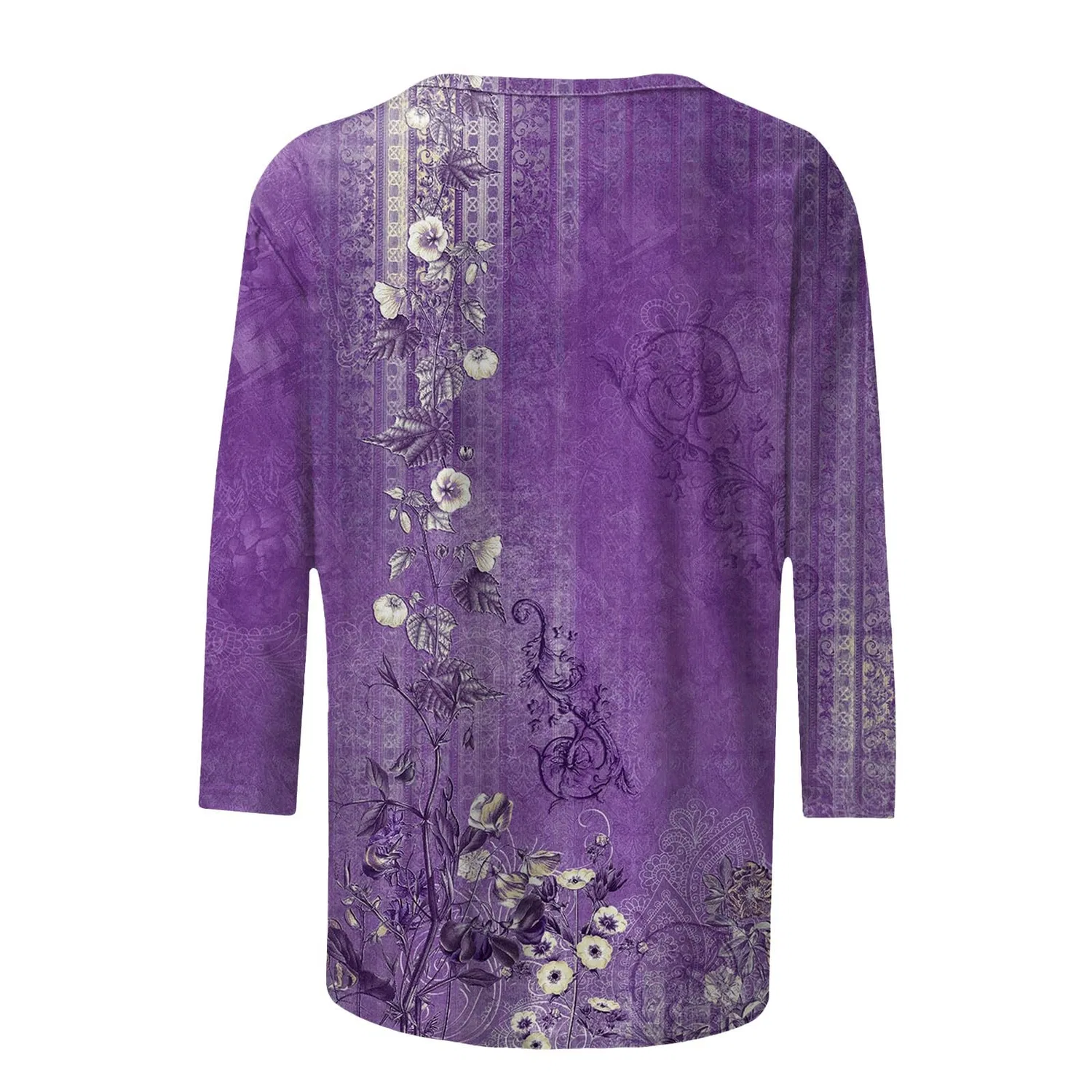 Женская футболка с принтом Plus Size T-Shirts 3/4 Sleeves, Purple #3 — фото 4