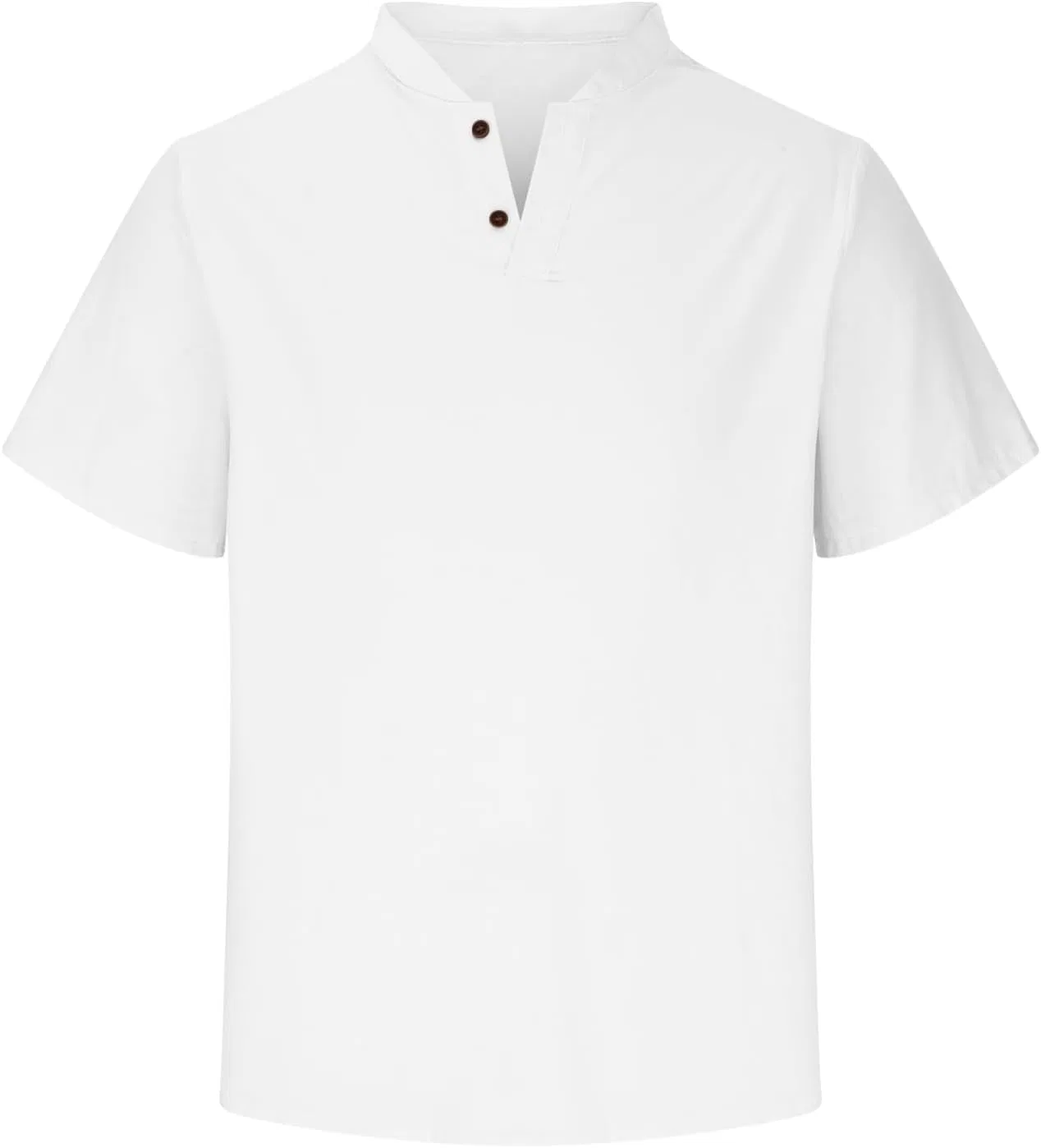 Мужская хлопковая футболка с V-образным вырезом Henley Slim-Fit, White — фото 4