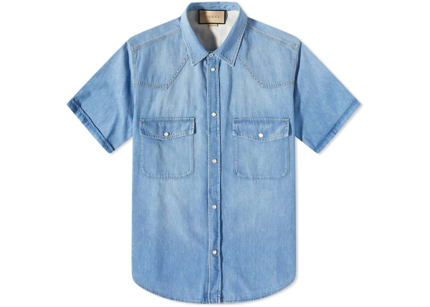 Мужская джинсовая рубашка с коротким рукавом Gucci, Blue