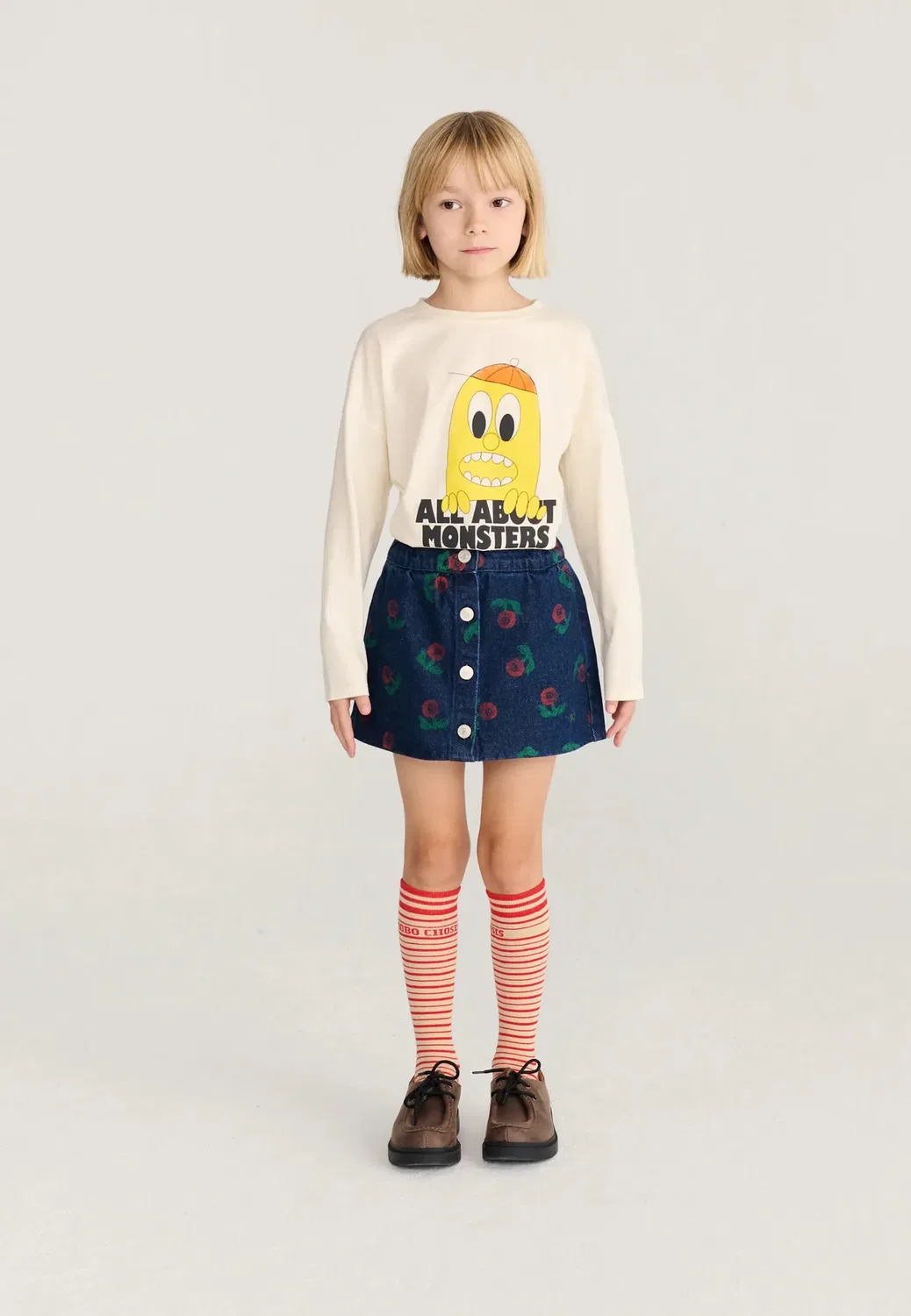Юбка А-силуэта с цветочным узором Stamp bloom Bobo Choses, Navy Blue