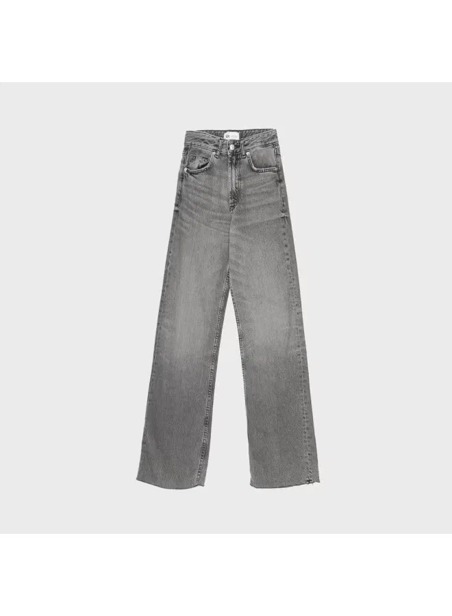 Брюки с необработанным низом прямые Zara, дымчато-серый — фото 2