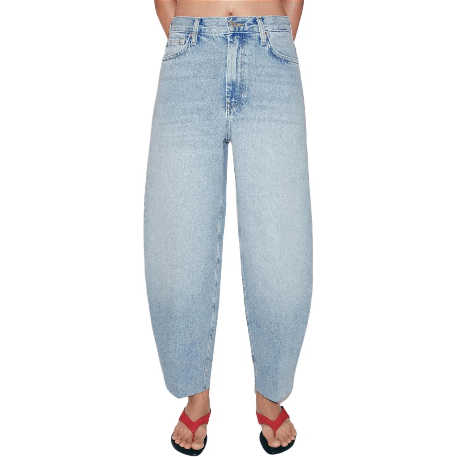 Женские джинсы зауженные Light Blue ZARA — фото 4