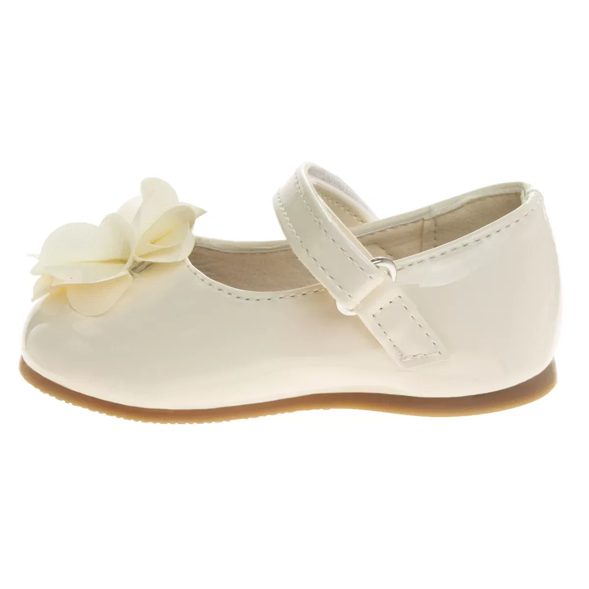 Детские туфли для девочек с цветочным декором Josmo Shoes, Beige Patent — фото 3