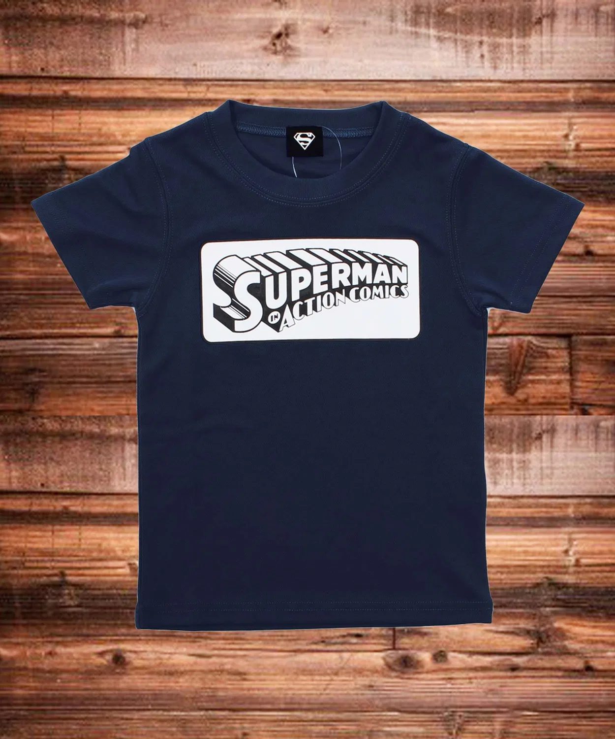 Детская футболка с принтом Superman из дышащей сетки, с коротким рукавом, модель Dry Mesh Superman Logo THE CASUAL, Navy
