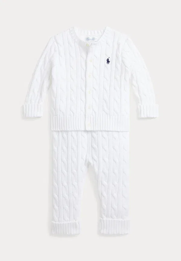 Комплект из кардигана и брюк с кабельной вязкой Polo Ralph Lauren, белый