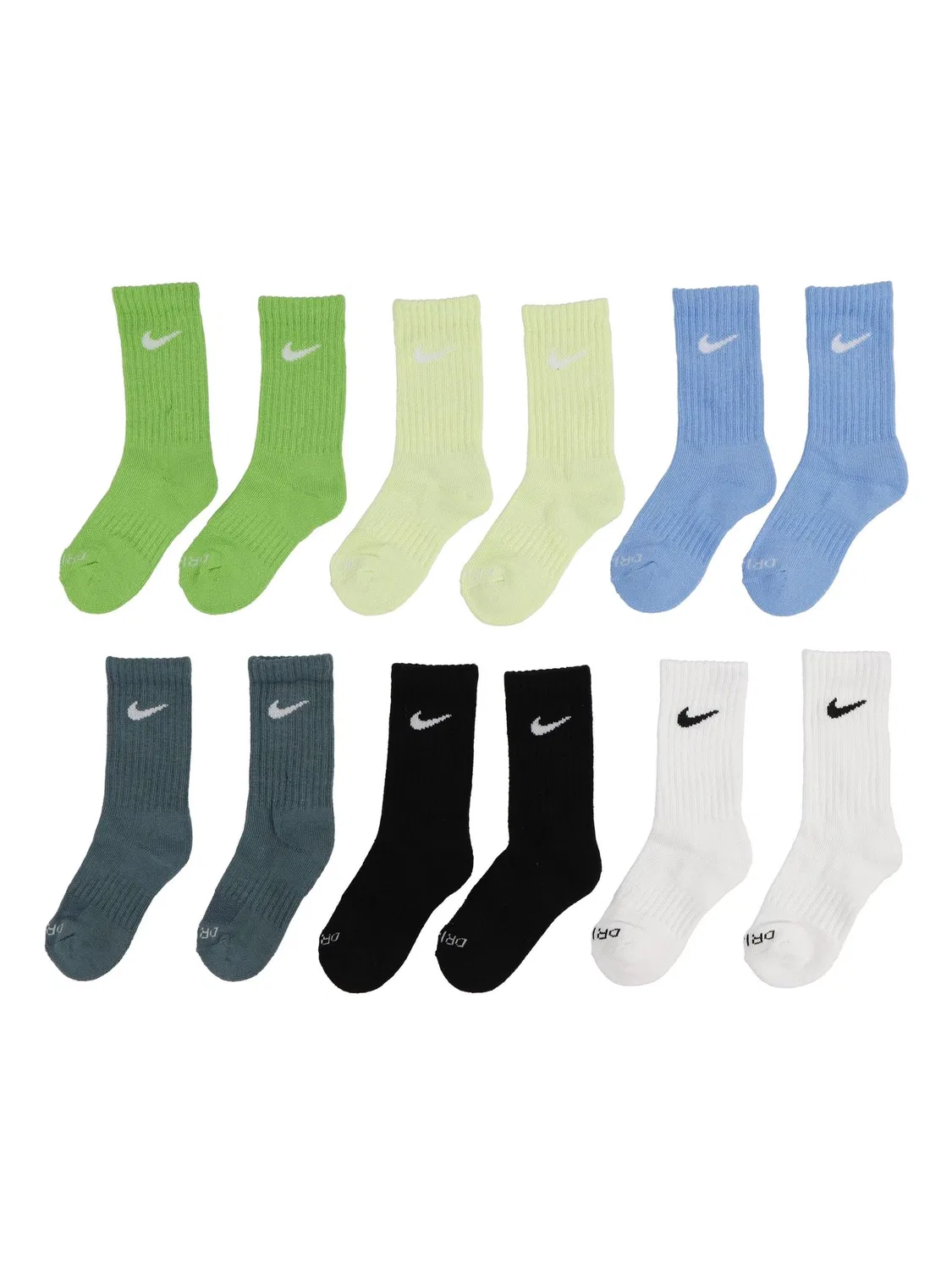 Носки спортивные Nike Performance Crew, 6 пар, зеленый