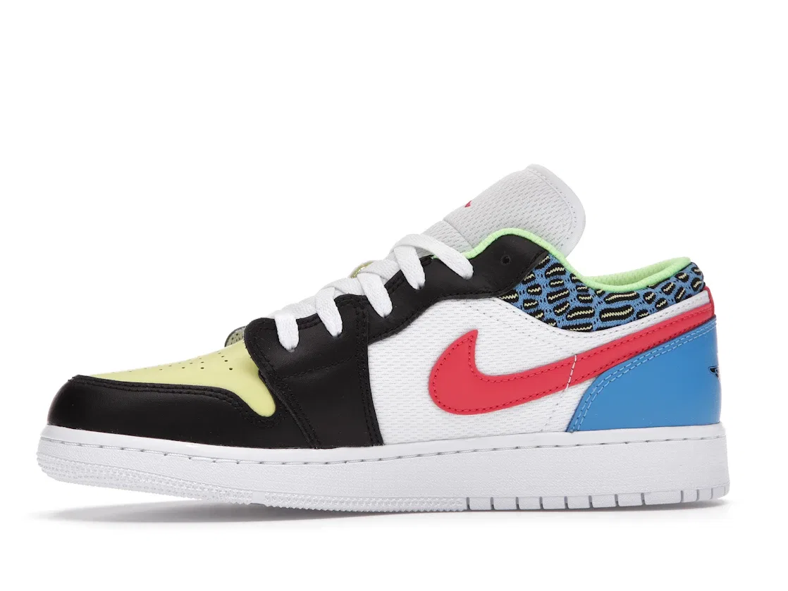 Детские кроссовки Lifestyle с принтом Jordan 1 Low Jordan, Black/Light Fusion Red-White — фото 3
