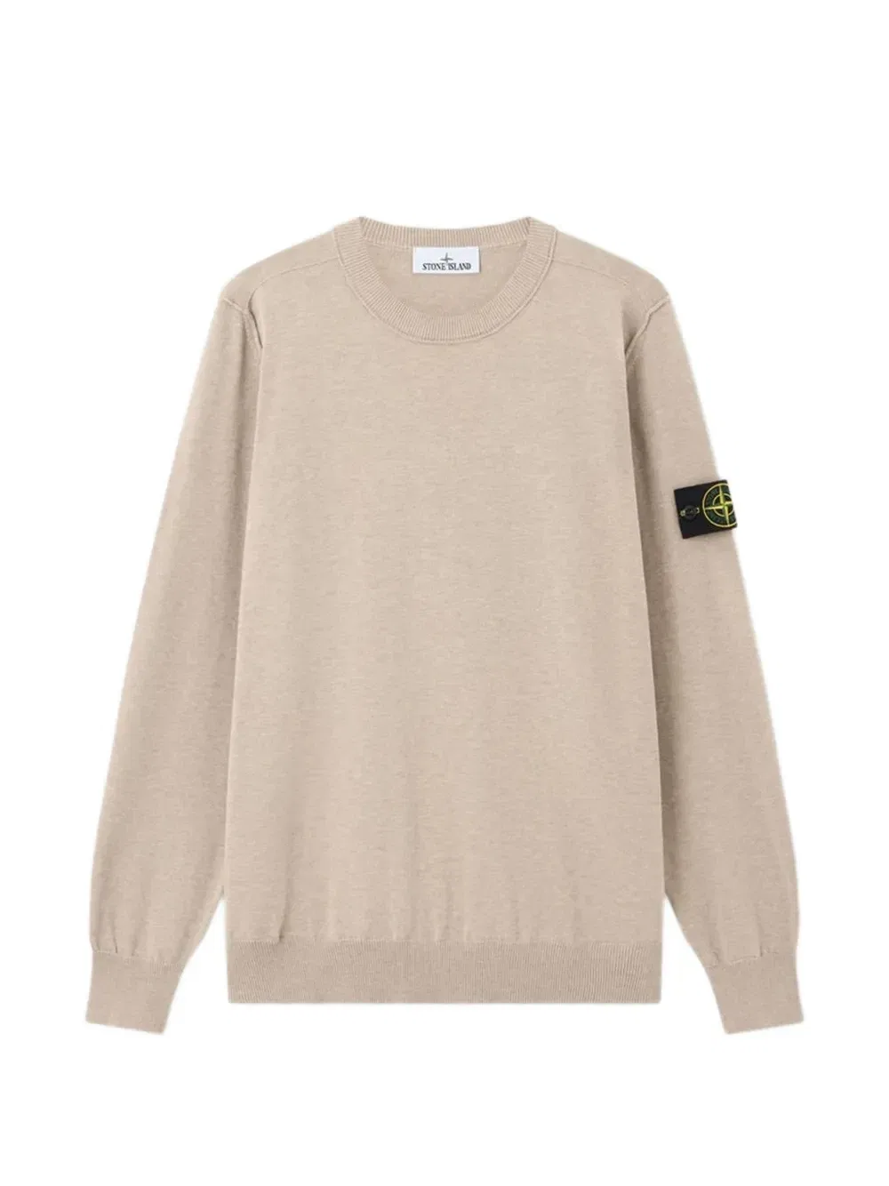 Джемпер с круглым вырезом и нашивкой-логотипом Stone Island, бежевый