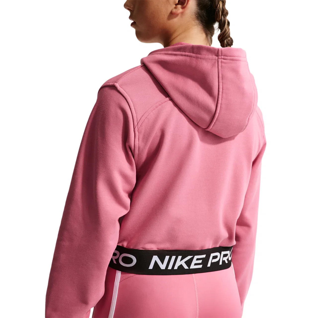 Детская худи на молнии Dri-FIT Full-Zip Nike, цвет Peony/Peony/Black — фото 2