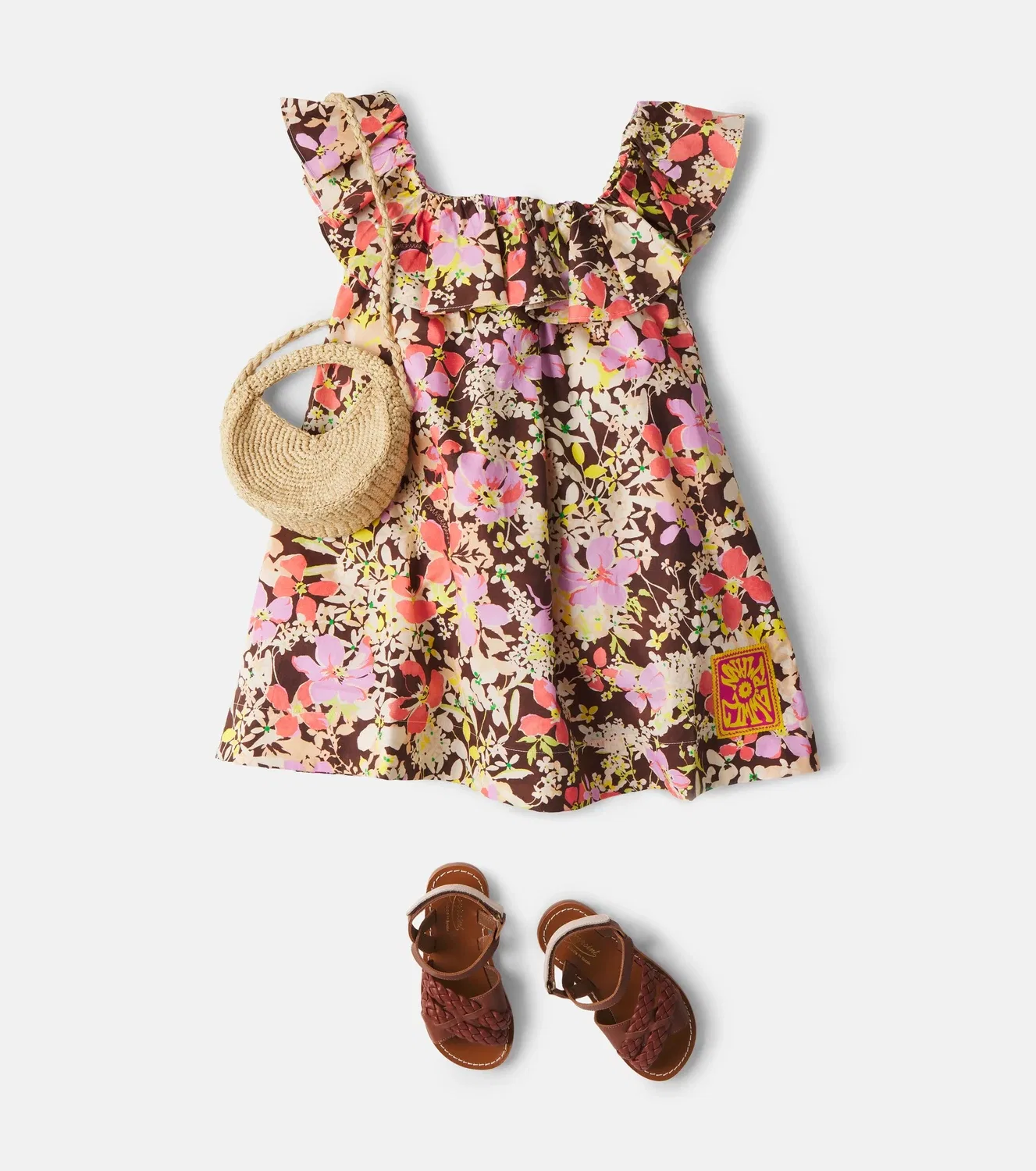 Платье с цветочным принтом Zimmermann Kids, Chocolate Multi Floral — фото 2