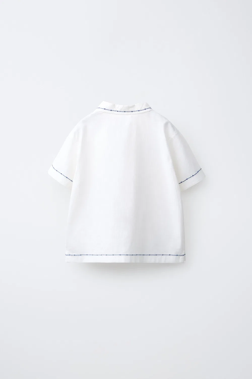 Рубашка из хлопка и льна с контрастной вышивкой ZARA, Ecru — фото 2