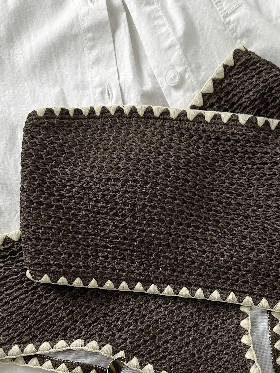 Женский бикини-комплект с бандо и заниженной талией, Chocolate Brown — фото 3