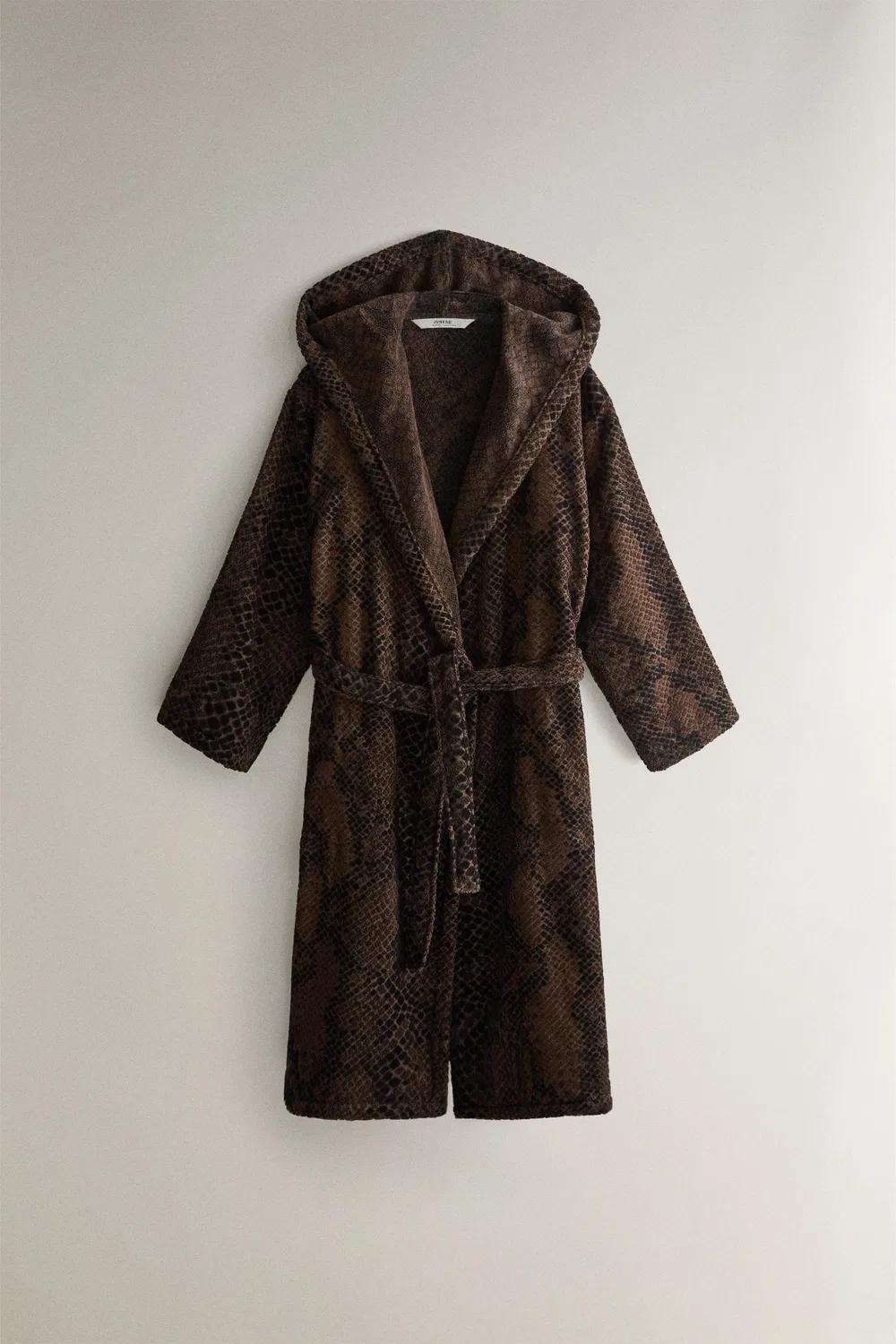 Велюровый халат с животным принтом ZARA, Brown