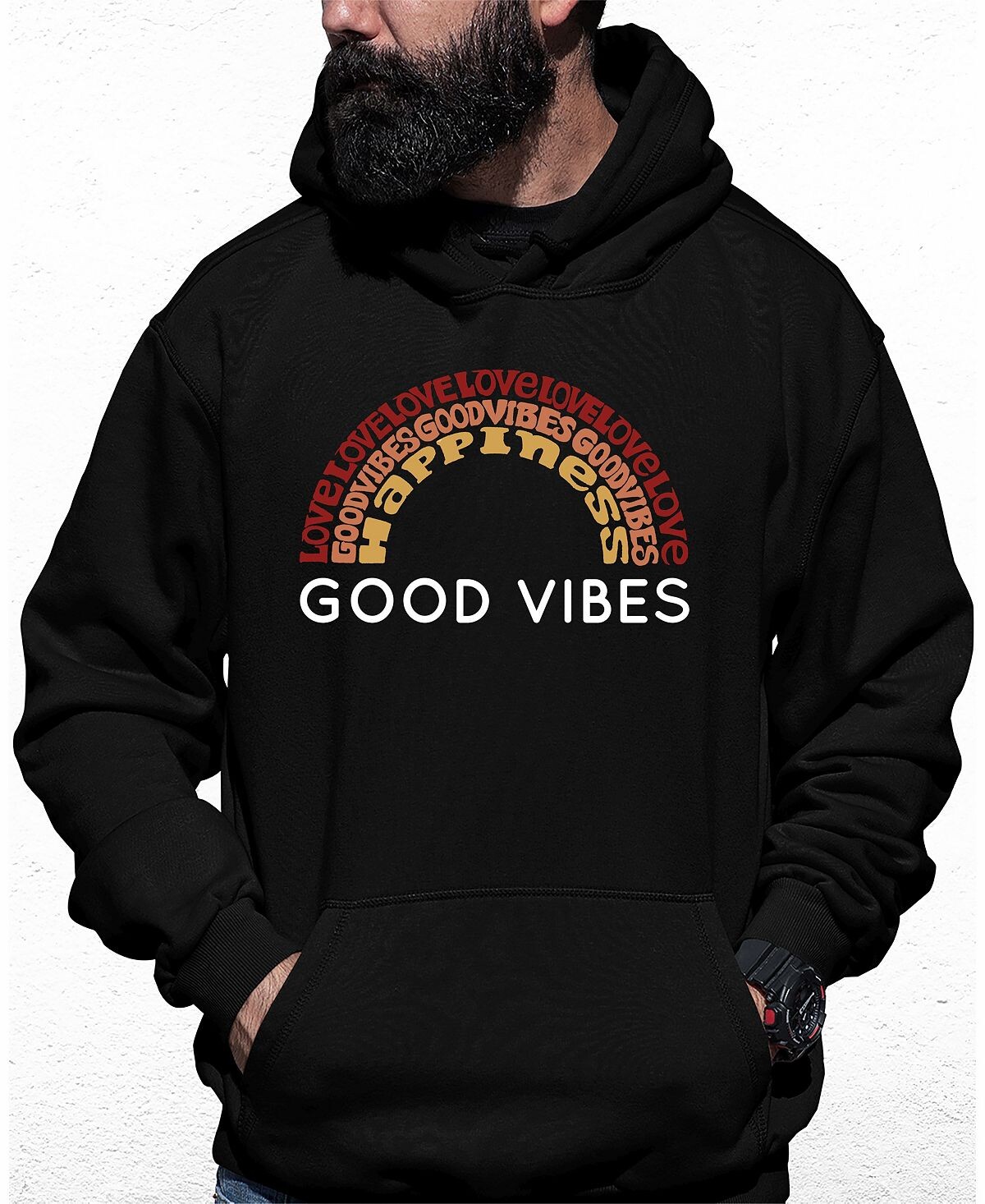 

Мужская толстовка с капюшоном good vibes word art LA Pop Art, черный