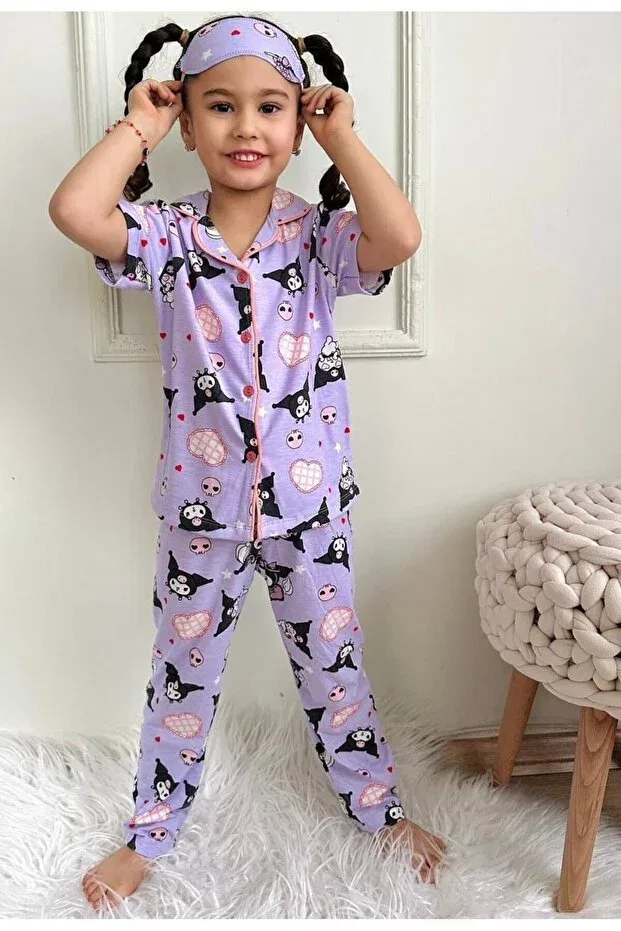 Детская пижама для девочек с принтом Kuromi Short Sleeve Purple Zekalya, Lila