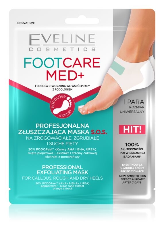 

Очищающая и отшелушивающая маска для пяток Eveline Cosmetics Foot Care Med