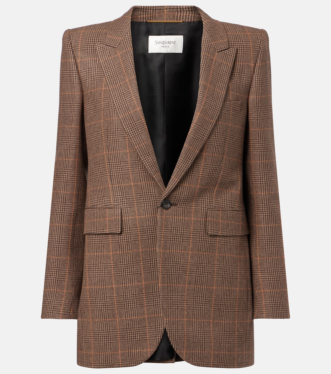 

Клетчатый пиджак из шерсти и кашемира Saint Laurent, Creme Noir Roux