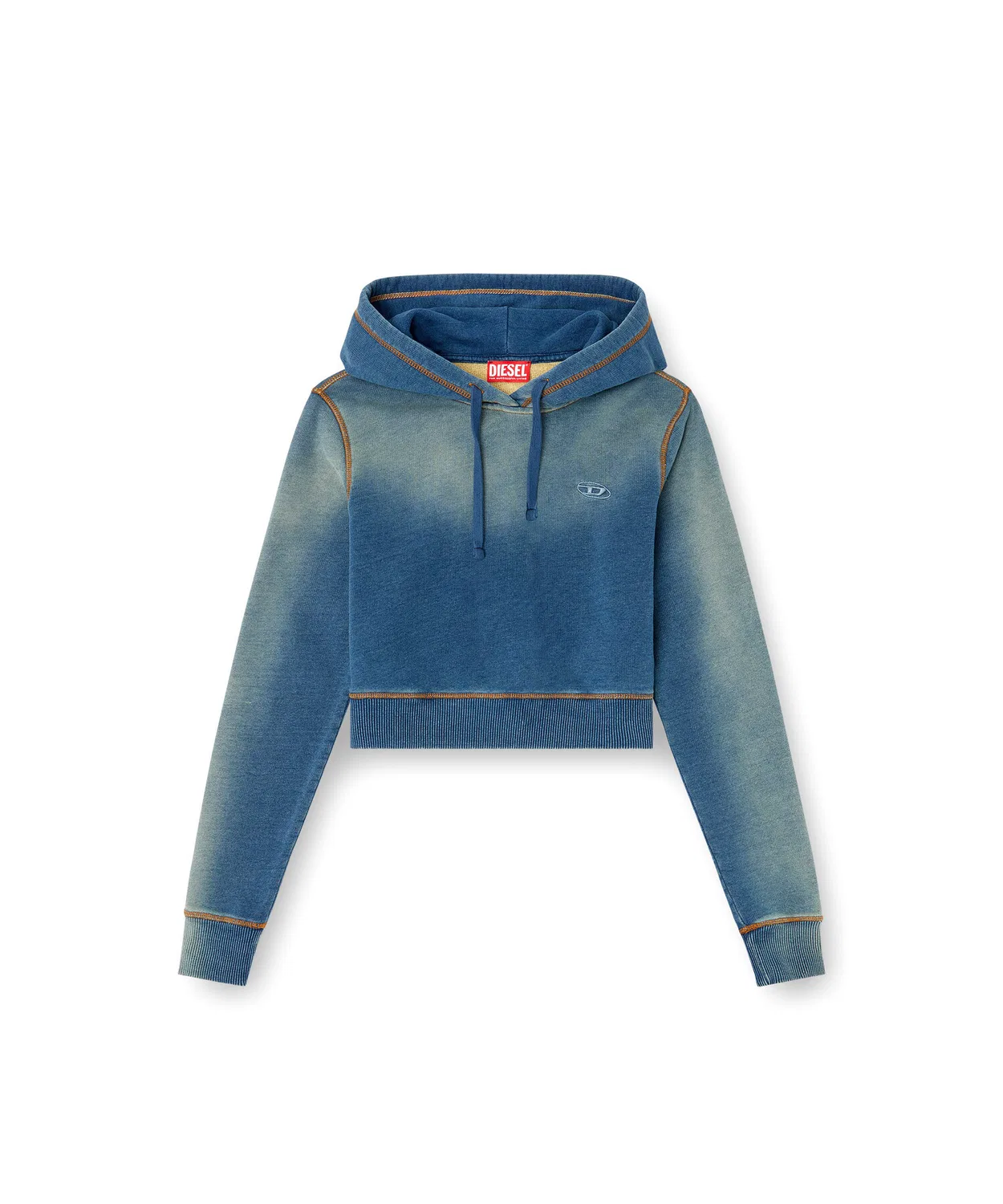 Женский пуловер с капюшоном с эффектом потертости F-SLIMMY-HOOD-Q1 DIESEL, Indigo Blue — фото 4