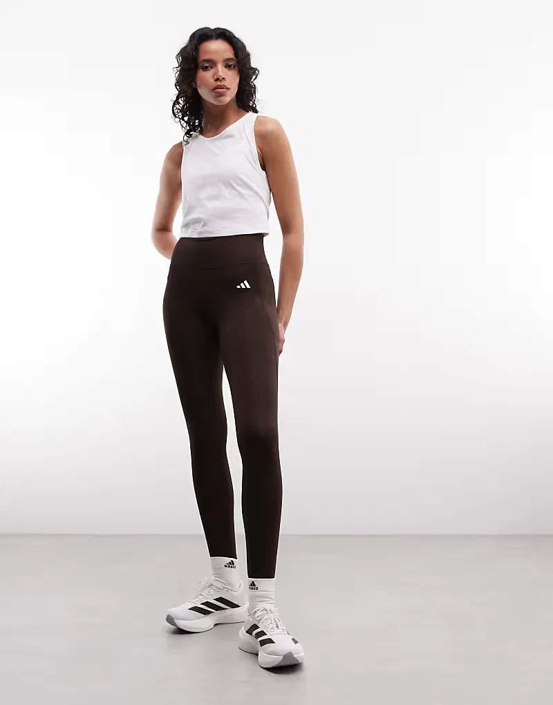 Леггинсы Adidas Training Optime Essentials полной длины, кофейно-коричневый